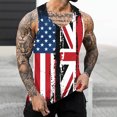 thumbnail image 4 of Mens 4th of July Tank Tops Mens American Flag Tank Tops Mens Red White and Blue Top Red White and Blue Tank Top Memorial Day Tank Mens Independence Day Printed Vests Casual Sleeveless Round Neck Tank, 4 of 7