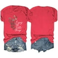 thumbnail image 2 of Camisetas de Verano de Mujer Pequeña Flor Impresa Cuello Redondo Manga Corta Superior, Verano Superior de las Mujeres, 2 of 4
