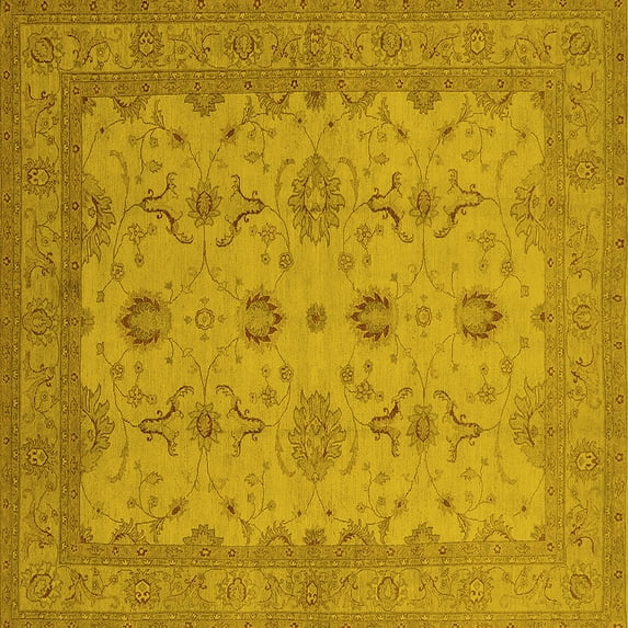 Ahgly Company Indoor Square Oriental Yellow Traditional Area Rugs, 4' Square