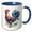 Blue/White, variant on 3drose, Colorful Image of Watercolor Rooster Illustration, 11oz Two-tone Yellow Mug