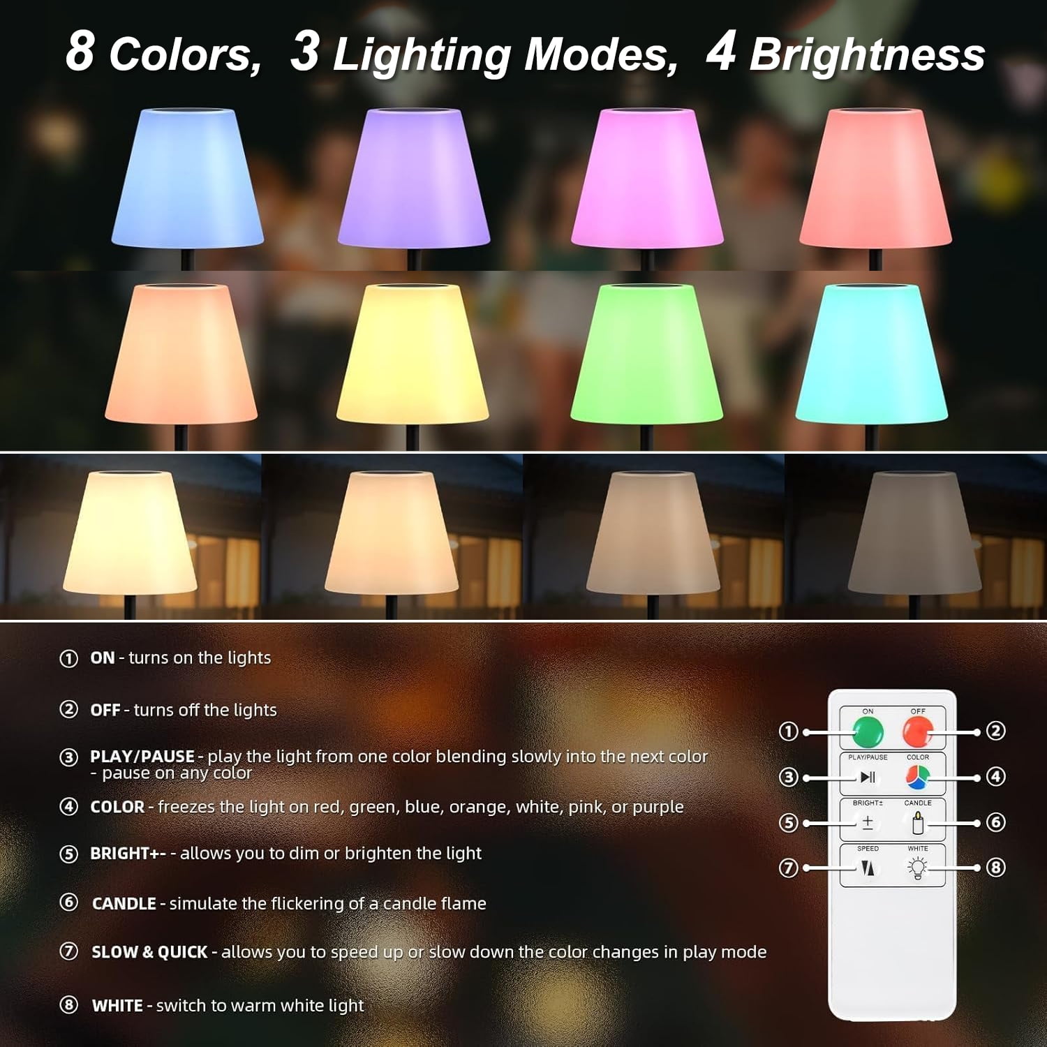 Postlucky 56" Solar LED Floor Lamp Dimmable with Remote Control, RGB Color, USB Charging, Cone Shade