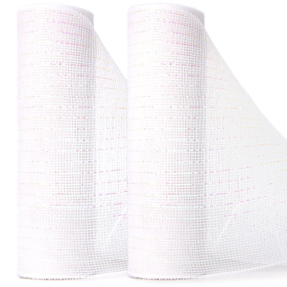 Cinta decorativa Ribbli, 25 cm x 9 m, lámina metálica blanca, paquete de 2