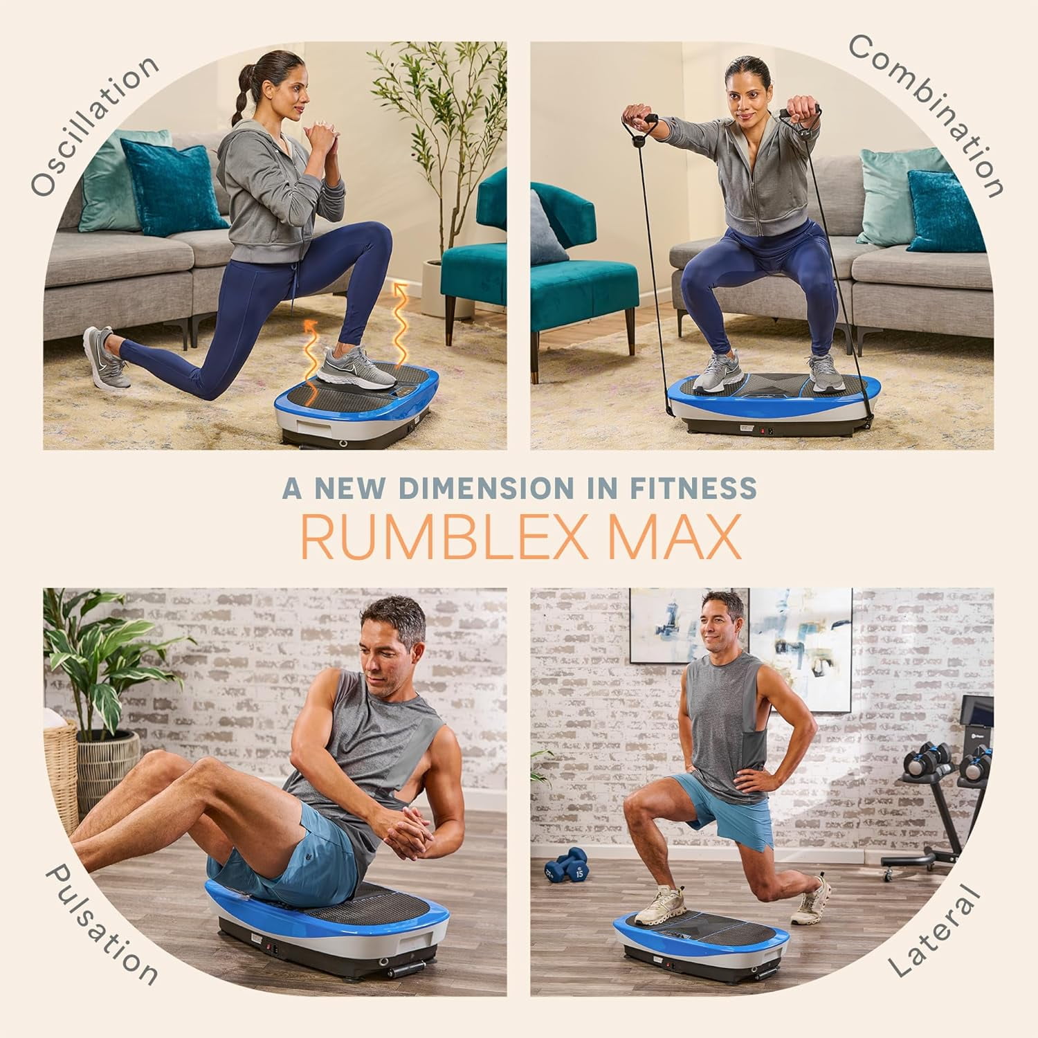 Lifepro Rumblex Max 4D Vibration Plate Exercise Machine – Triple Motor Full Body Vibrating Plate for Weight Loss, Circulation, Recovery & Home Fitness Training - Blue