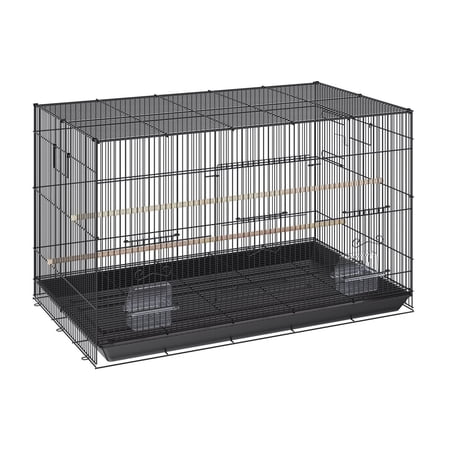 30 Inch Bird Cage Metal Large Parakeet Cage for Cockatiels, Parrot, Budgies, Lovebirds & Canaries - Rolling Stand & Tray