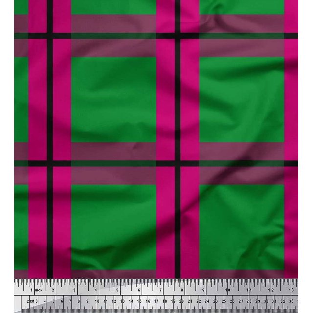 Soimoi Viscose Chiffon Fabric Check Check Printed Fabric 1 Yard 42 Inch Wide