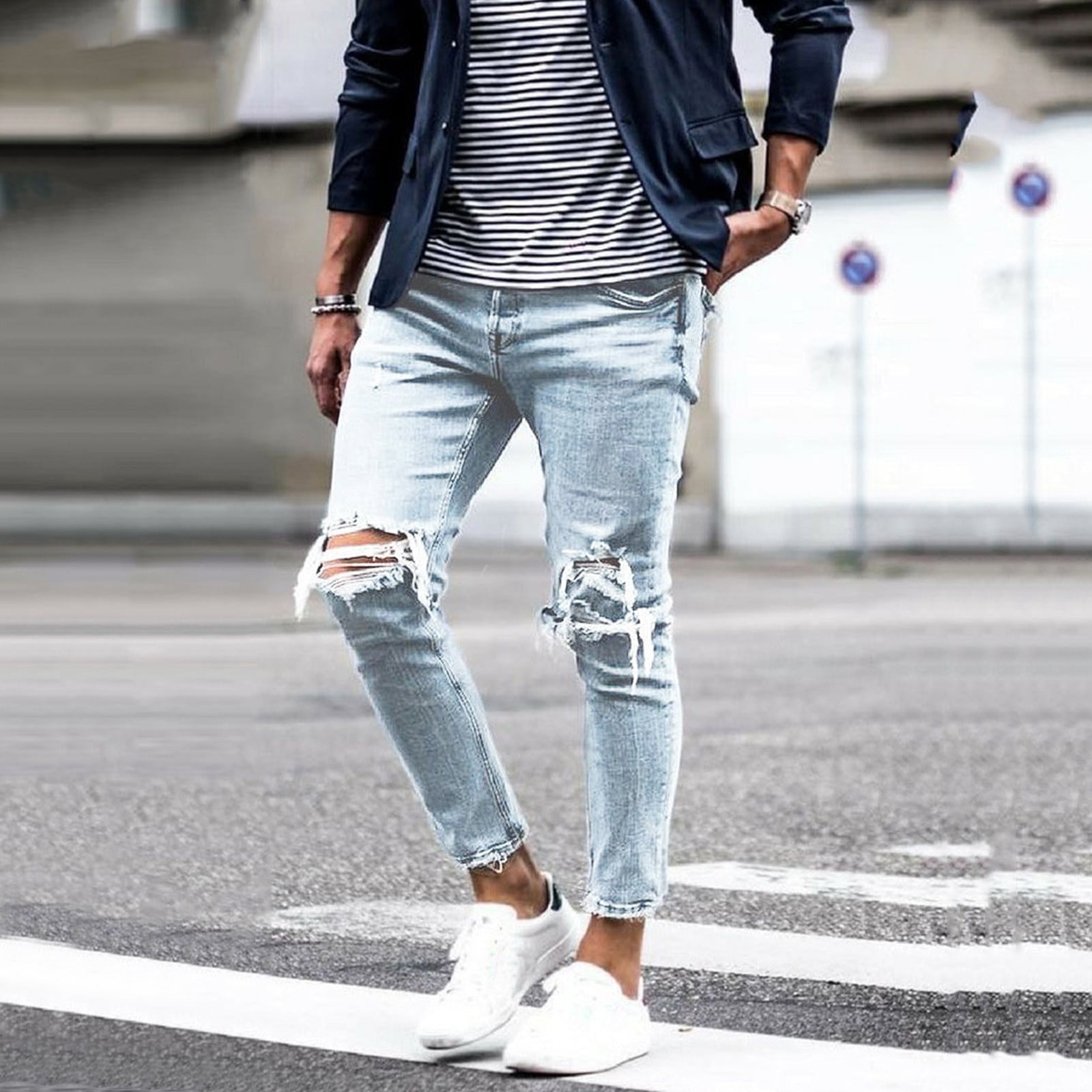 White Ripped Jeans with Denim Shirt Outfits For Men (8 ideas & outfits) |  Lookastic