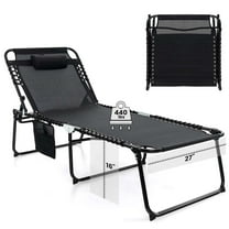 Costway Oversize Folding Chaise Lounge with Adjustable Backrest Detachable Pillow Pocket