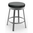 thumbnail image 1 of Amisco Clock 26" Faux Leather Swivel Counter Stool in Black/Glossy Gray, 1 of 6
