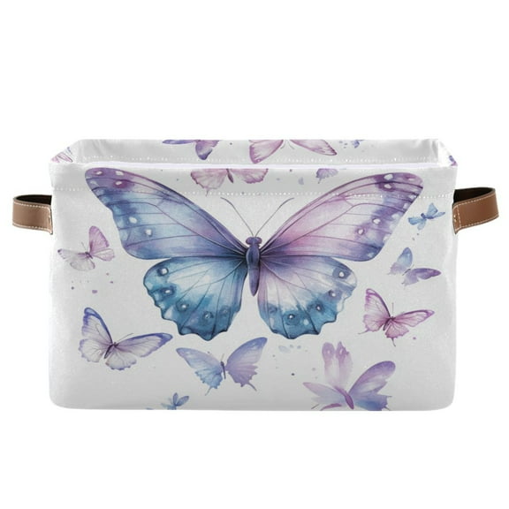 A Flock Of Butterflies Foldable Storage Basket,Canvas Fabric Foldable Storage Bins with Handles Open Home Storage Bins Boxes for Toy Book Shelf Closet Baskets