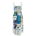 thumbnail image 4 of Mialoley Robe d'Été Décontractée pour Femmes Robe Ligne A Imprimée Bretelles Spaghetti Dos Nu Robe Midi Mode Sans Manches Robe Cami, 4 of 8