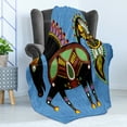 thumbnail image 4 of Ethnic Soft Flannel Fleece Throw Blanket, Folkloric Horse Animal with Tradition Ukraine Culture Ornament Boho Graphic, Cozy Plush for Indoor and Outdoor Use, 70" x 90", Multicolor, by Ambesonne, 4 of 5