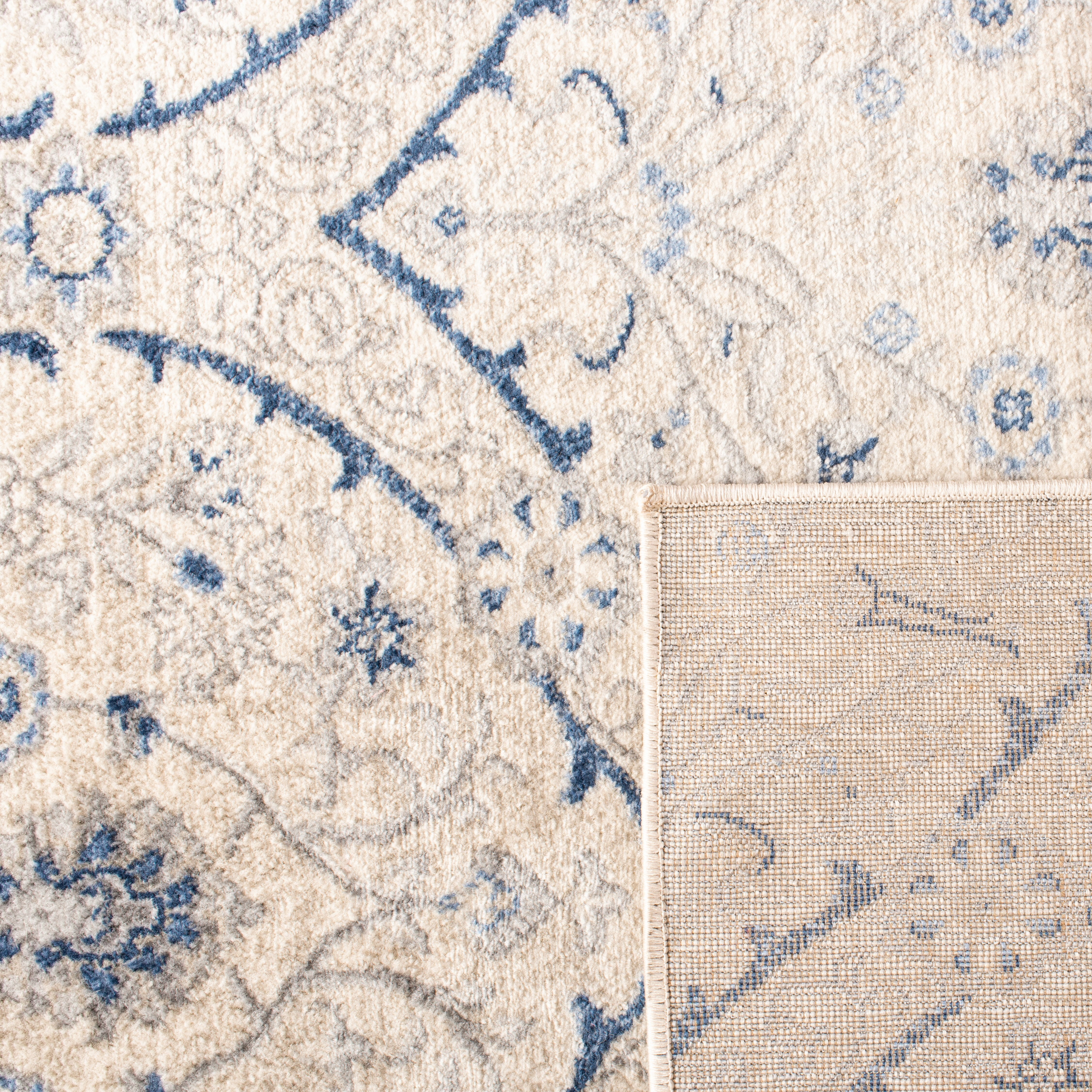 SAFAVIEH Brentwood Braelyn Damask Runner Rug, Light Gray/Blue, 2' x 8'
