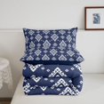 thumbnail image 5 of jejeloiu Aztec Geometric Queen Comforter Set For Men Women,Boho Diamond Comforter Sets Queen,Navy White,Navy Blue Reversible,3-Piece,1 Comforter and 2 Pillowcases, 5 of 7