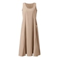 thumbnail image 4 of Ruyang Summer Dresses for Teen Girls Cotton Linen Crewneck Sleeveless Tank Dresses Beach Vacation A-line Swing Dresses, 4 of 5