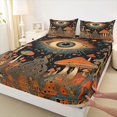 thumbnail image 3 of Homewish Boho Bohemain Twin Sheet Sets,Rustic Fungus Mushroom Twin Fitted Sheet,Orange Black Flat Sheet For Kids,Super Cozy Room Decor,3 Pieces, 3 of 7
