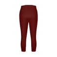 thumbnail image 4 of Arnsht (L-5XL) Women's 2PC Large Size Sports and Leisure Yoga Pants Bottom Solid Color Stretch Elastic Waist Capris Pants Red XXXL, 4 of 8