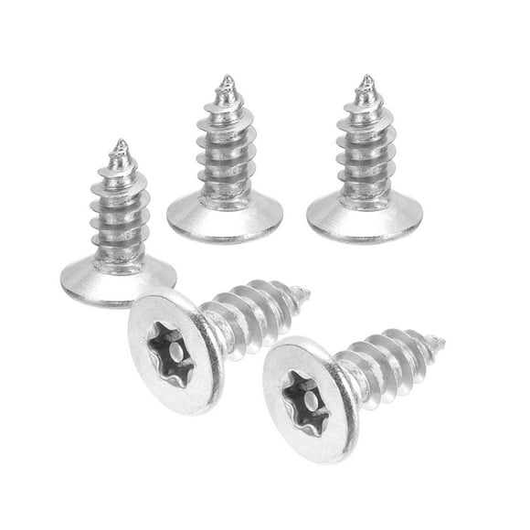 Uxcell Flat Head Torx / Star Screws, Torx Drive Self Tapping Wood Screws Stainless Steel Countersunk Tamper Proof Screw M6 x 16mm 50