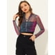 thumbnail image 2 of Chaqueta corta Allegra K con cremallera y cuello levantado de lunares semitransparentes para mujer Azul M, 2 of 5