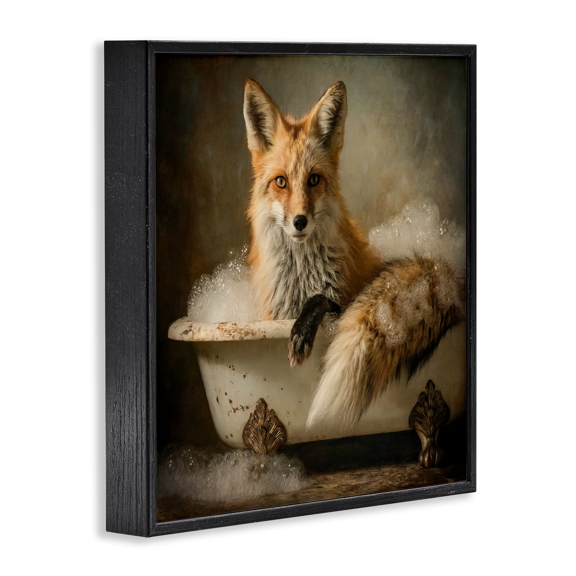 Stupell Industries Red Fox Bubble Bath Black Framed Giclee Art, design by Tina LeCour