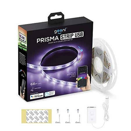 

Geeni Prisma Strip USB Smart LED Strip Lights Indoor/Outdoor Adhesive Strips Lights for TikTok Alexa and Google Assistant Compatible. No Hub Required (2M Light Strips)