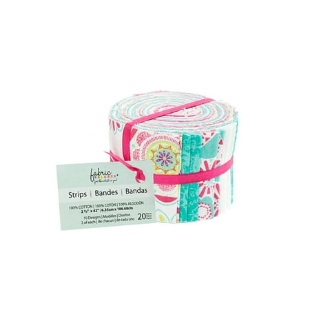 - Fabric Editions- Cotton Fabric, 20pc Strips Roll POPSICLE II