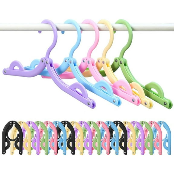 Loopunk 20 Pcs Travel Hangers Portable Foldable Travel Hanger Organizer, Plastic Cruise Ship Travel Accessories Essentials Clothes Hanging Rack Folding Hangers（multicolour）
