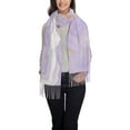 thumbnail image 2 of Junzan Lightweight Women'S Fashion Lavender Glitter Foil Stripes Printed Winter Fall Warm Scarves Scarf Shawl, 2 of 9