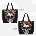 thumbnail image 2 of Picia Flower Horn Skull A for Tote Bag for Women with Zipper, Gym Tote with Compartments, Laptop Work Tote Nurse Dance Yoga Bag for Sport, Travel, 2 of 7