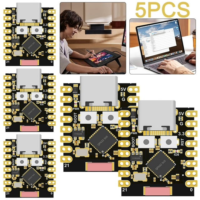 Placa de desarrollo DQrwqpou 5 uds ESP32-C3 3 3-6V fuente de alimentación SuperMini baja potencia negro