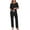Black, variant on 100% Cotton Pajamas for Women Short Sleeve Sleepwear & Pants 2 Piece Pjs Loungewear Pj Set with Pocket S-XXL(Black,S)