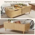 thumbnail image 5 of PPorfamilia Fluted Boho Coffee Tables, Center Tables with Storage for Living Room, Natural, 5 of 9