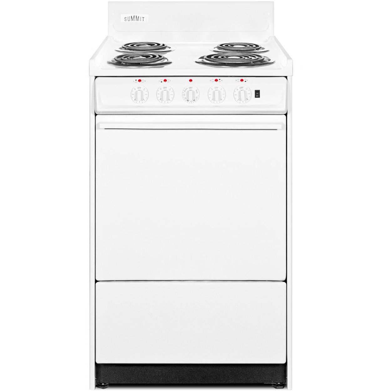 Summit WEM1171Q 20''W 4Burner Electric Coil Top Range White/White