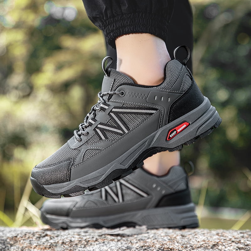 Men’s Summer Outdoor Trail Hiking Shoes Breathable Mesh Anti Slip Wear Resistant Comfortable Lightweight Mountain Sneakers Durable Cushioned Footwear for Camping Adventure