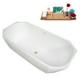 thumbnail image 6 of 63" Streamline B-504-232-GLD Soaking Glossy White Freestanding Tub and Tray With Internal Drain in Polished Gold, 6 of 14