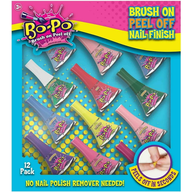 BoPo BrushOnPeelOff Nail Polish Variety Pack, 0.186 fl oz, 12 count