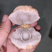 Crystal Geode Box, Valentines Day Unique Box For Proposal and Wedding, Agate Natural Geode Jewelry Box R