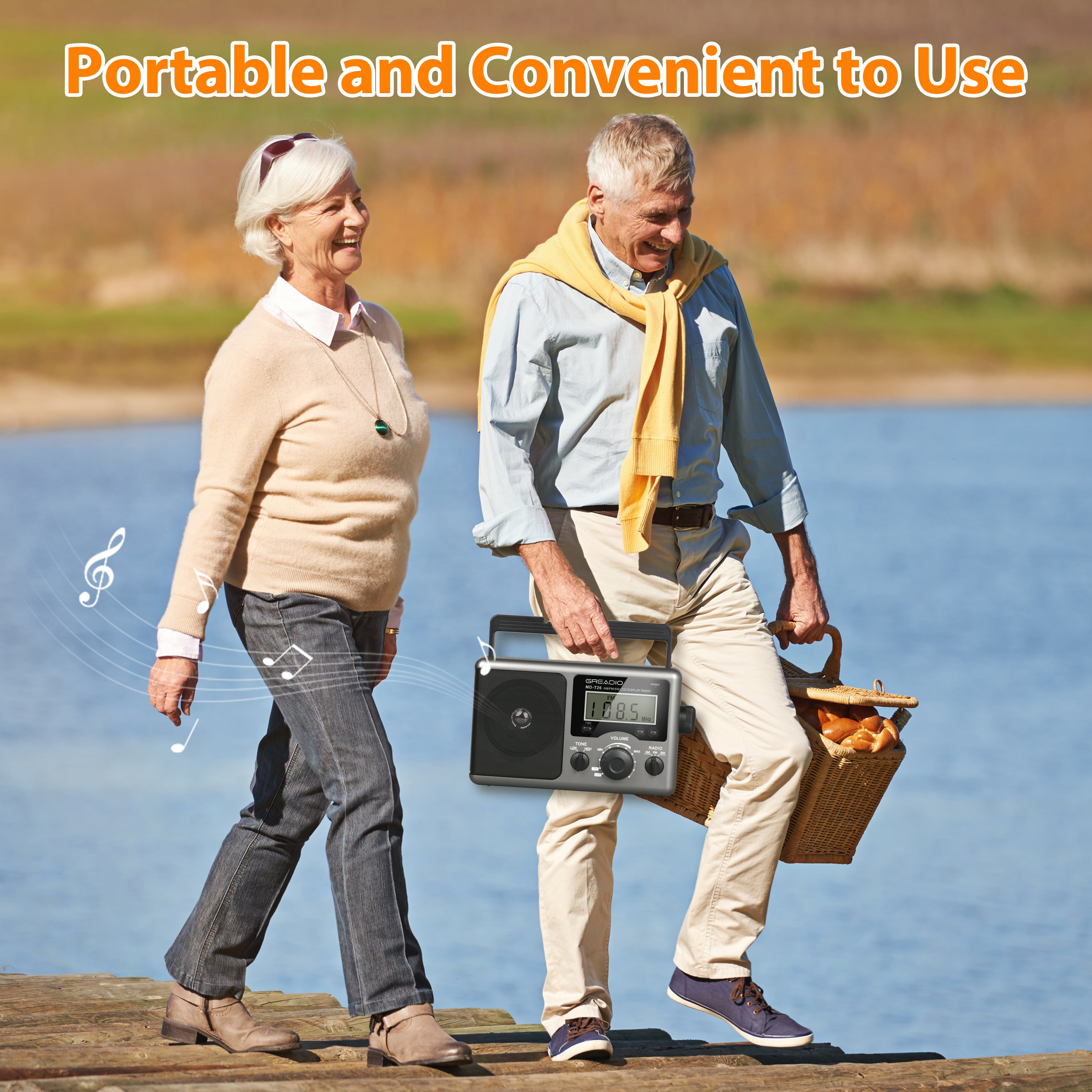 Jazmm Portable Shortwave Radio, AM FM Transistor,LCD Display,Time Setting,Battery Operated by 4 D Cell Batteries or AC Power, Big Speaker for Elder, Home