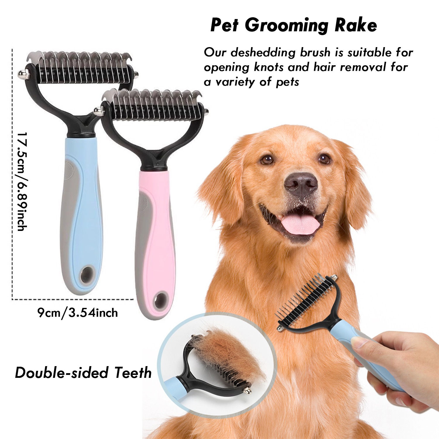 Hoolife 8-Pc Pet Grooming Brush Kit, Pink photo 3