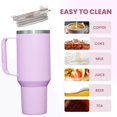 thumbnail image 6 of JUSTLET 40 oz Vacuum Insulated Stainless Steel Travel Mug, Tumbler with Handle & Straw, Lavender, 6 of 10