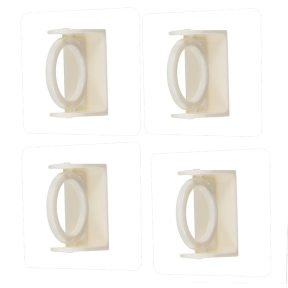 HAMPPLIES 4Pcs Self Adhesive Curtain Rod Holders for Wall No Drilling Required White