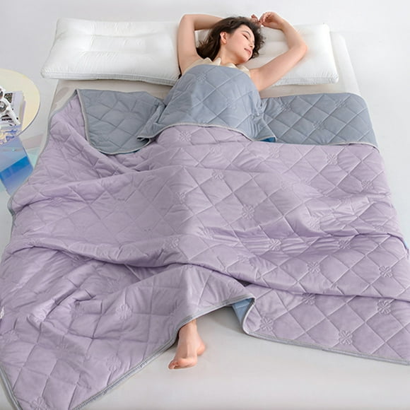 Lksixu Double Bedding Quilt - Blue and Purple Double Bedding Quilt Suitable For All Seasons Soft Cover Quilt 60 Inches By 79 Inches for Home
