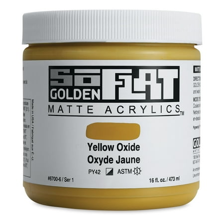 UPC: 0738797670068 | Golden SoFlat Matte Acrylic Paint – Yellow Oxide 473 ml Jar