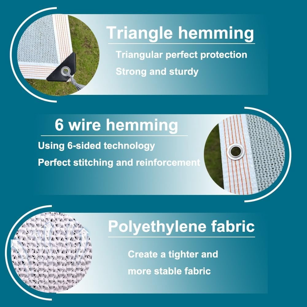 Garden Shade Cloth 90% Sunblock Netting, Breathable Fabric Mesh Tarp with Grommets, for Greenhouse Plant Net White 3.3x16ft 10x26ft 16x33ft 20x39ft(Size:10x20ft) - 10x20ft