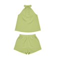 thumbnail image 6 of Karymi Two Piece Sets for Women Solid 2 Piece Vacation Outfit Set, Halter Neck Sleeveless Loose Flowy Tank Top, Elastic High Waist Relaxed Fit Shorts Workout Tops for Women, 6 of 6