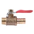 thumbnail image 1 of 10mm x 1/4" PT Male Thread Full Port Lever Handle Hose Barb Brass Ball Valve, 1 of 5