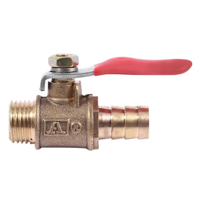 10mm x 1/4" PT Male Thread Full Port Lever Handle Hose Barb Brass Ball Valve