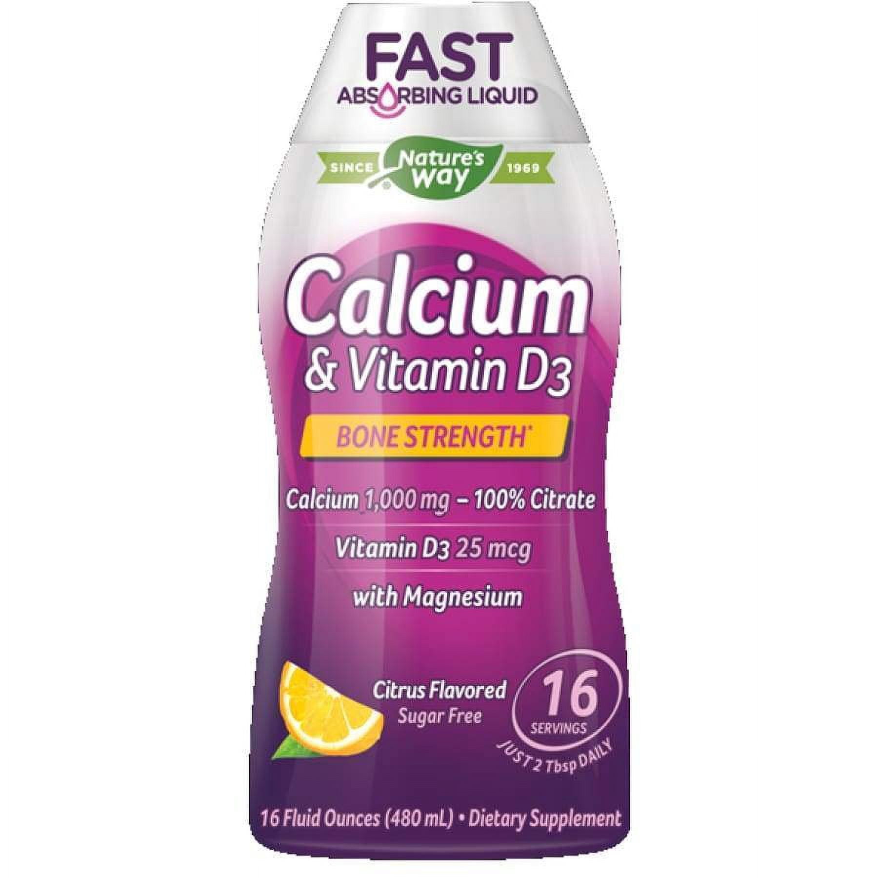 Wellesse Calcium Citrate and Vitamin D3 Liquid by Natures Way - Natural Citrus (16 Fl. oz) Size: 3-Pack