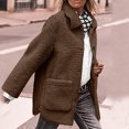 thumbnail image 6 of SCSAlgin Women's Winter Faux Fur Coats Long Sleeve Lapel Button Down Pockets Fleece Sherpa Jacket Casual Trendy Outerwear, 6 of 7