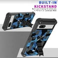 thumbnail image 3 of Camouflage Case for Google Pixel 7a with Metal Kickstand, Camo Phone Cover Built-in 360° Rotate Ring Stand Case for Google Pixel 7a MC Dark Blue, 3 of 12