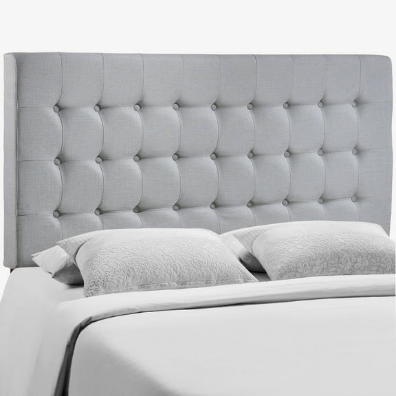 Modern Contemporary Queen Size Headboard, Grey Fabric, 4900